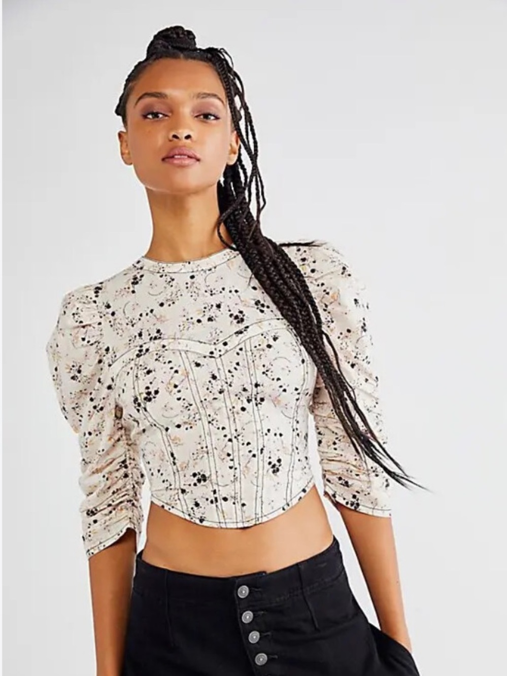 NWT Free People "Monica" Floral Backless Crop Top L